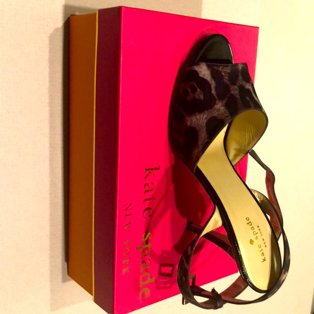 Kate Spade stiletto wrap ankle strap leopard print